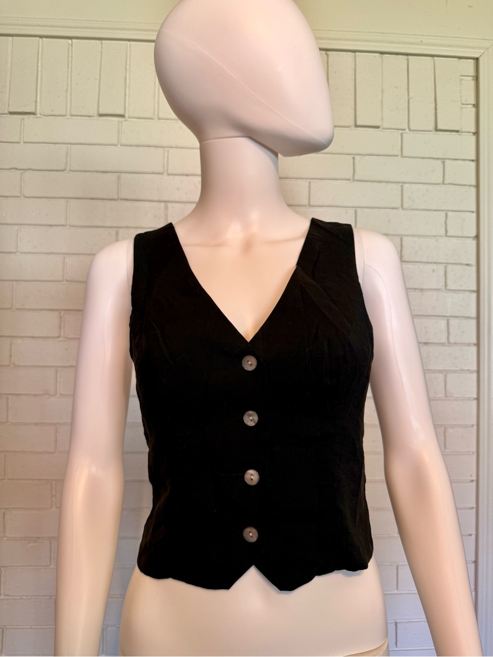Madewell Black V-Neck Button Front Women's Vest